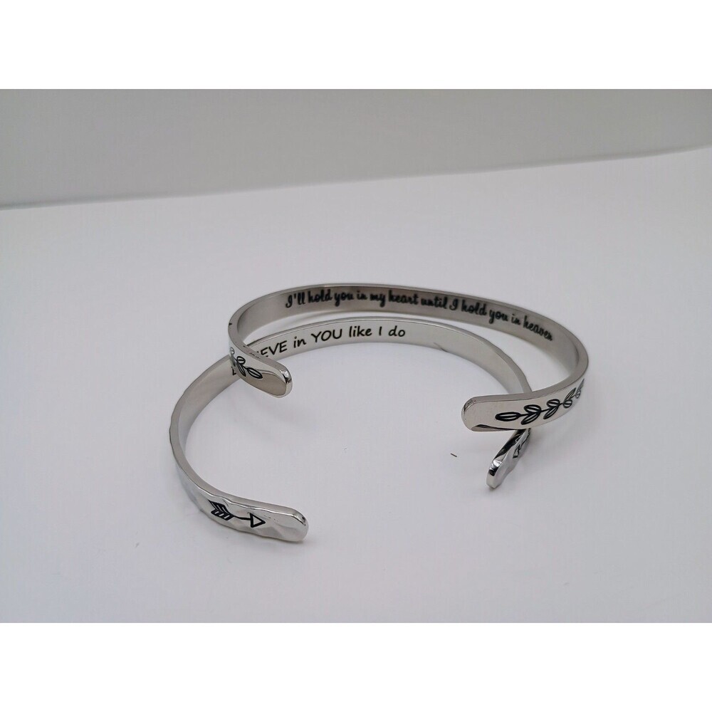 Stainless Steel Cuff Motivation Bracelets 2pc With Engraving Inside - Carviell - Picture 8 of 9